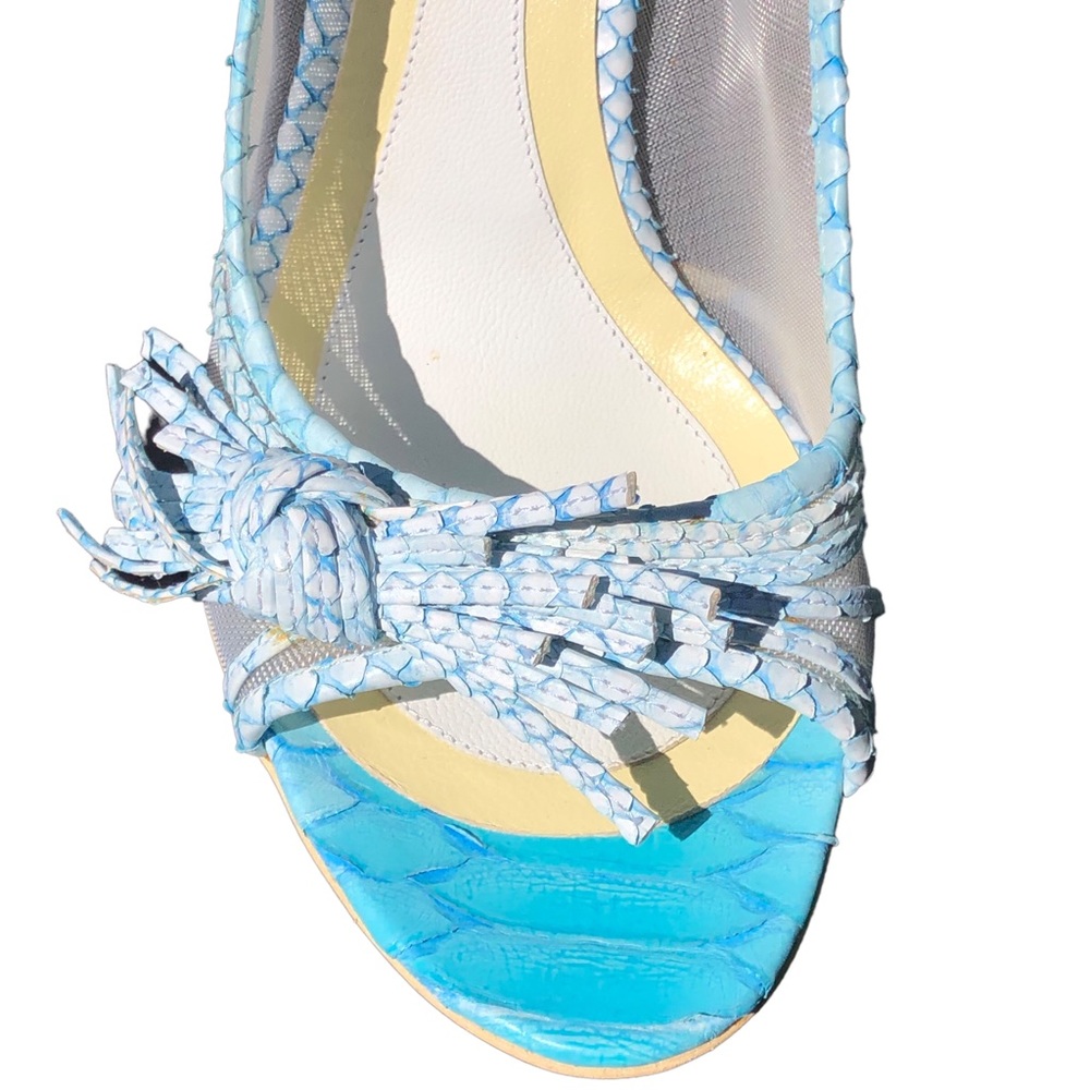 Givenchy Light Blue Aqua & White Python Style Hig… - image 6